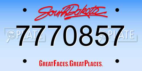 7770857 South Dakota License Plate