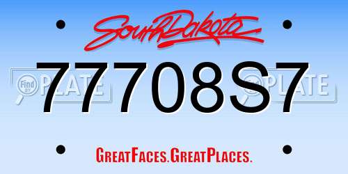 77708S7 South Dakota License Plate