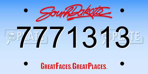 7771313 South Dakota License Plate