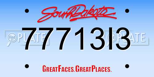 77713I3 South Dakota License Plate