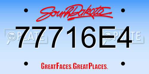 77716E4 South Dakota License Plate