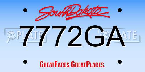 7772GA South Dakota License Plate