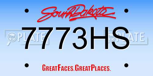 7773HS South Dakota License Plate