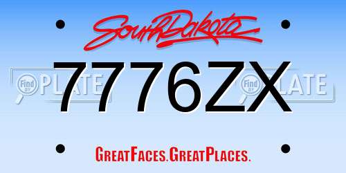 7776ZX South Dakota License Plate
