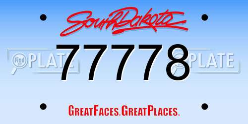 77778 South Dakota License Plate