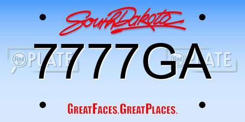 7777GA South Dakota License Plate