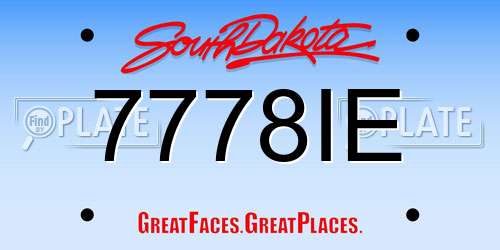 7778IE South Dakota License Plate