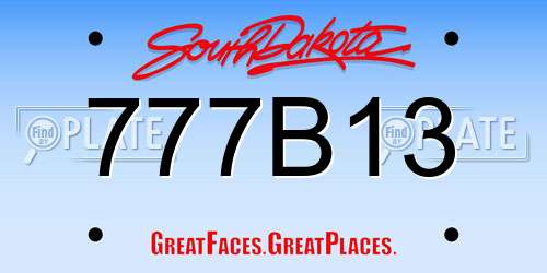 777B13 South Dakota License Plate