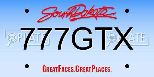 777GTX South Dakota License Plate