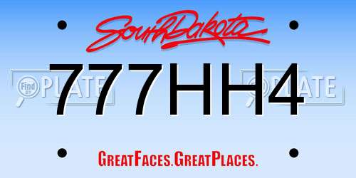 777HH4 South Dakota License Plate