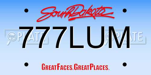 777LUM South Dakota License Plate