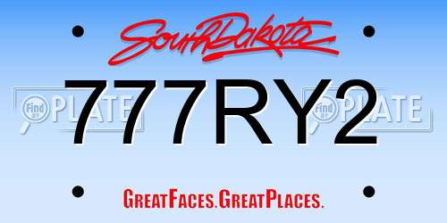 777RY2 South Dakota License Plate