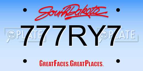 777RY7 South Dakota License Plate
