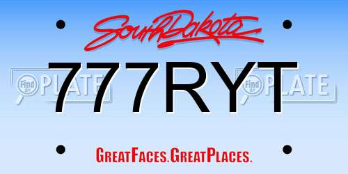 777RYT South Dakota License Plate