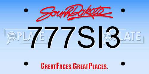 777SI3 South Dakota License Plate