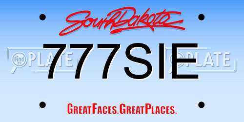 777SIE South Dakota License Plate
