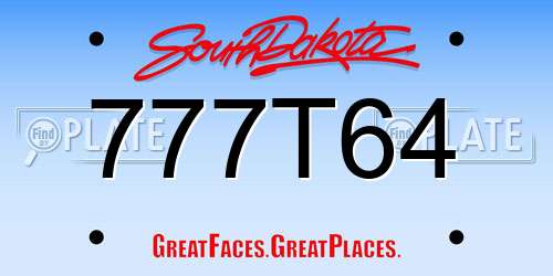 777T64 South Dakota License Plate