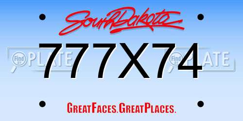 777X74 South Dakota License Plate
