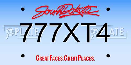 777XT4 South Dakota License Plate