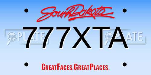 777XTA South Dakota License Plate