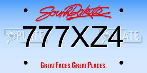 777XZ4 South Dakota License Plate