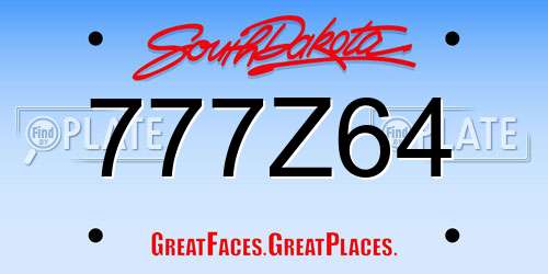 777Z64 South Dakota License Plate