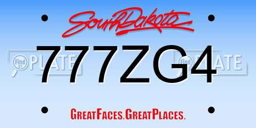 777ZG4 South Dakota License Plate
