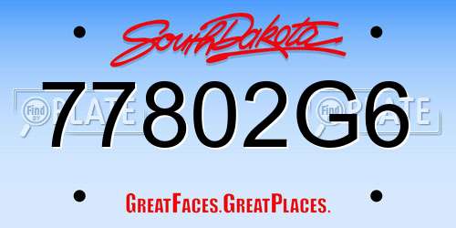 77802G6 South Dakota License Plate