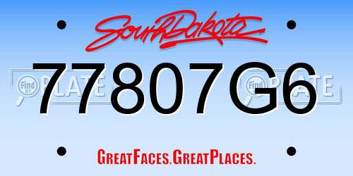 77807G6 South Dakota License Plate