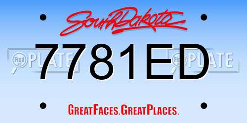 7781ED South Dakota License Plate