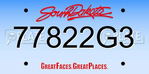 77822G3 South Dakota License Plate