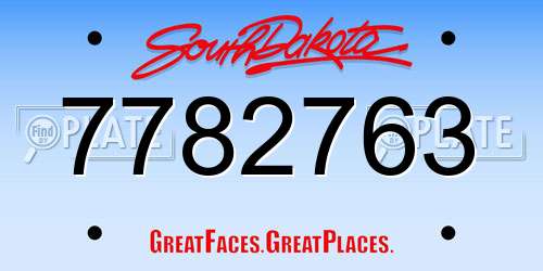 7782763 South Dakota License Plate