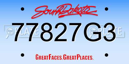 77827G3 South Dakota License Plate