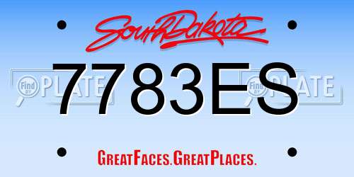 7783ES South Dakota License Plate