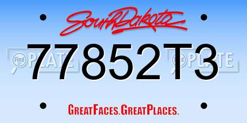 77852T3 South Dakota License Plate