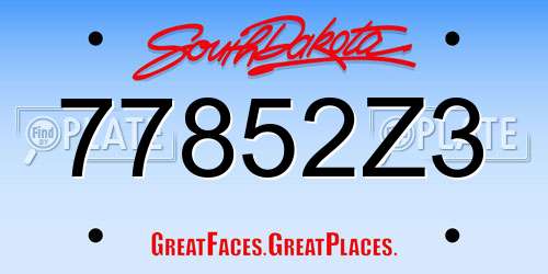 77852Z3 South Dakota License Plate