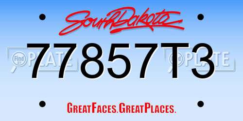 77857T3 South Dakota License Plate
