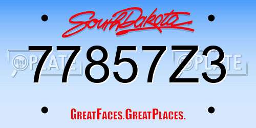 77857Z3 South Dakota License Plate