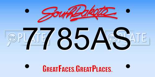 7785AS South Dakota License Plate