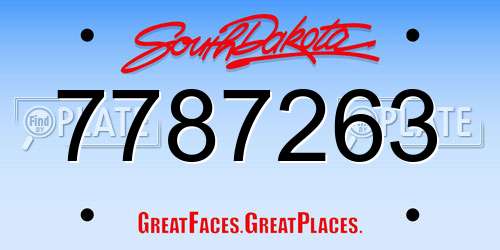 7787263 South Dakota License Plate