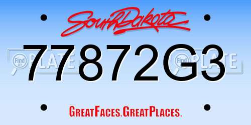 77872G3 South Dakota License Plate