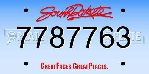 7787763 South Dakota License Plate