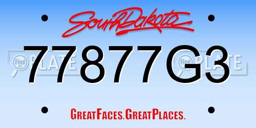 77877G3 South Dakota License Plate