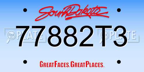 77882T3 South Dakota License Plate