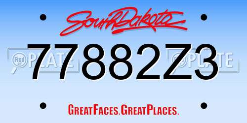 77882Z3 South Dakota License Plate