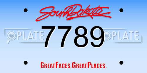 7789 South Dakota License Plate