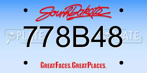 778B48 South Dakota License Plate