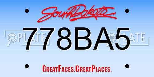 778BA5 South Dakota License Plate
