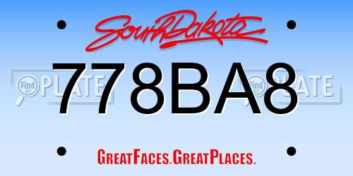 778BA8 South Dakota License Plate