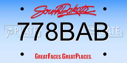 778BAB South Dakota License Plate